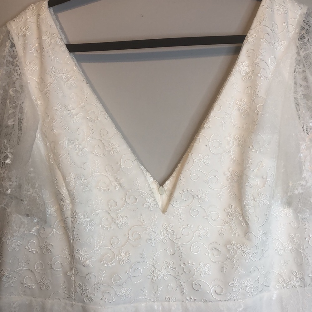 Ever Pretty Plus Size Maxi Lace Wedding Dress with Ruffle Sleeves, 3X - Picture 7 of 15
